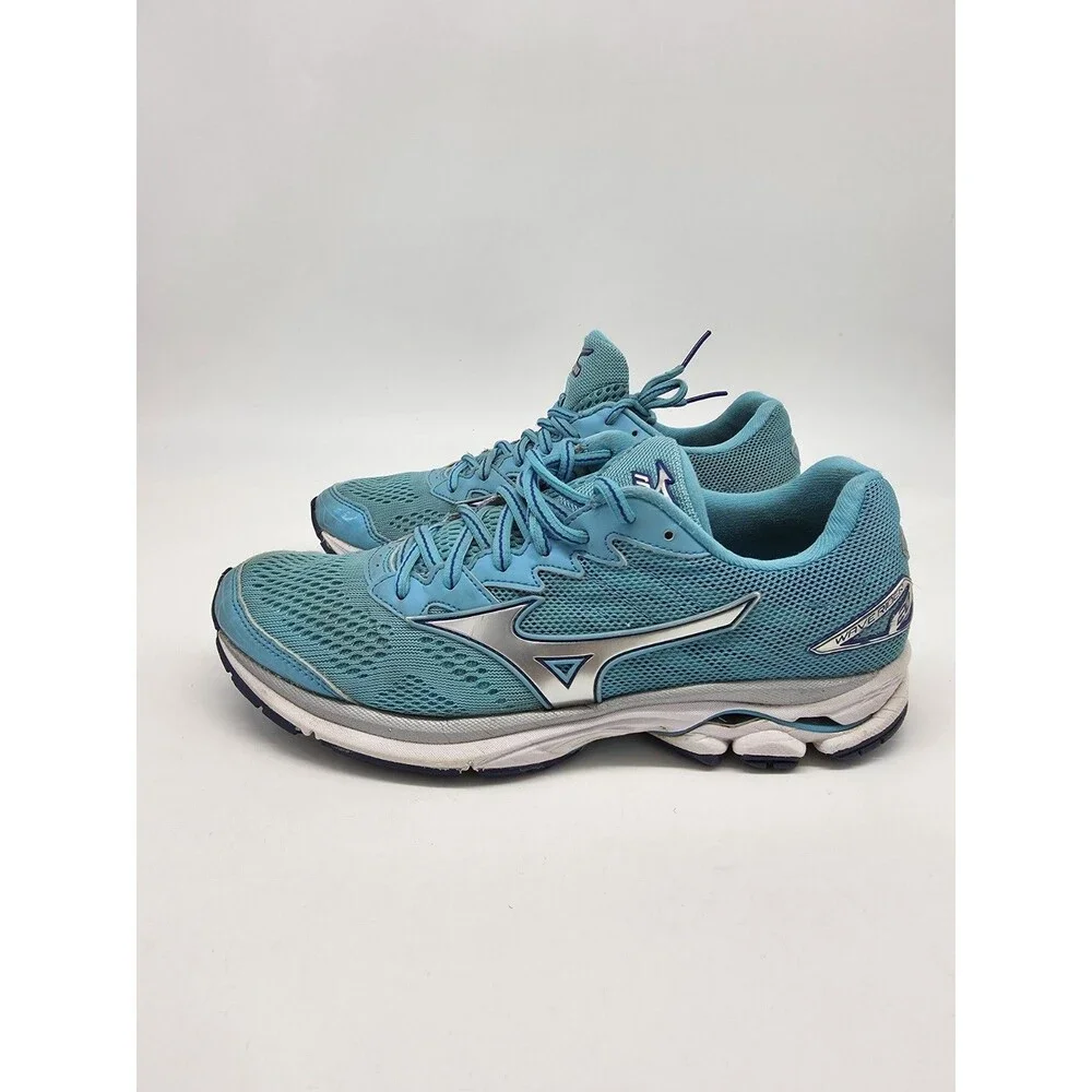 Mizuno Wave Rider 20 Running Shoes Size 8 Turquoise Blue Silver J1GD170303